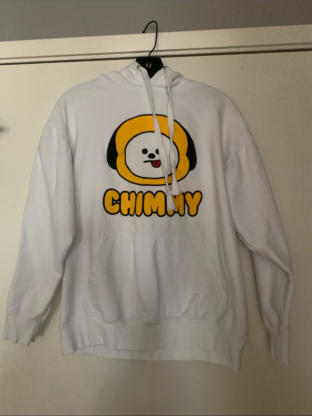 White Chimmy Graphic Hoodie with Yellow Accent